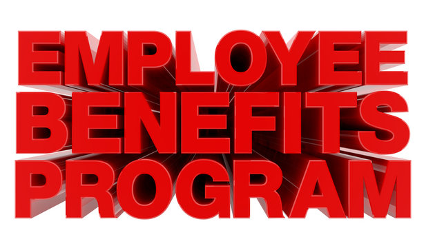 EMPLOYEE BENEFITS PROGRAM word on white background illustration 3D rendering