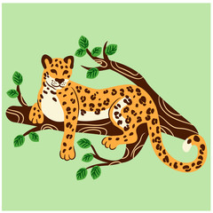 Cheetah illustration on beige background