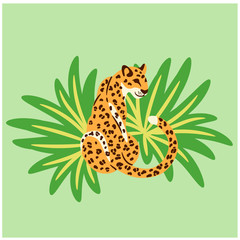 Cheetah illustration on beige background