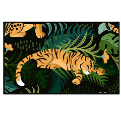 Jungle illustration on dark background