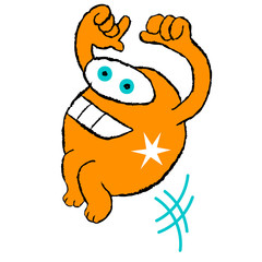 Colorful creature illustration on white background