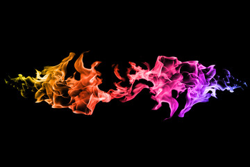 Fototapeta na wymiar Movement of colorful smoke on black background.