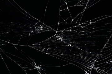 Texture broken glass with cracks. Abstract of cracked screen Smartphone from shock.