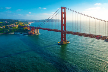 Aerial view of the Golden Gate Bridge in San Francisco, CA