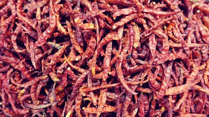 Dried red chili, food ingredient background texture