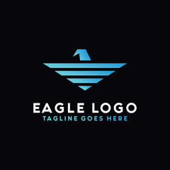 Obraz premium Eagle Logo Vector With Modern Shape And Blue Gradient Color. Hawk Bird Geometric Symbol. Falcon Logo Design Inspiration.