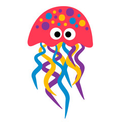 Red jellyfish illustration on white background