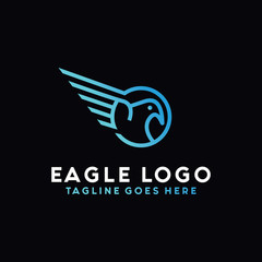 Eagle Logo Vector With Modern Shape And Blue Gradient Color. Hawk Bird Geometric Symbol. Falcon Logo Design Inspiration.