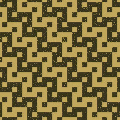 Seamless kraft paper brown and black grunge diagonal vintage pixel Spanish op art pattern vector
