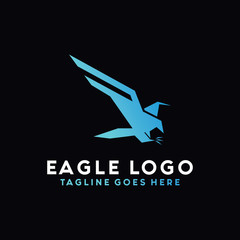 Eagle Logo Vector With Modern Shape And Blue Gradient Color. Hawk Bird Geometric Symbol. Falcon Logo Design Inspiration.