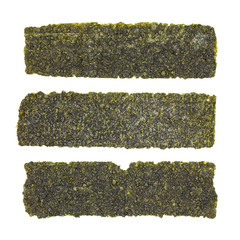 Fried seaweed isolated on white background.