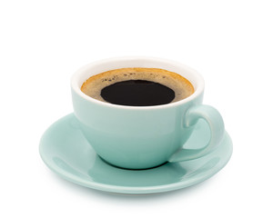 blue coffee cup top view isolated on white background. with clipping path.
