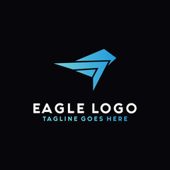 Eagle Logo Vector With Modern Shape And Blue Gradient Color. Hawk Bird Geometric Symbol. Falcon Logo Design Inspiration.