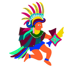 Aztec man simple illustration on white background