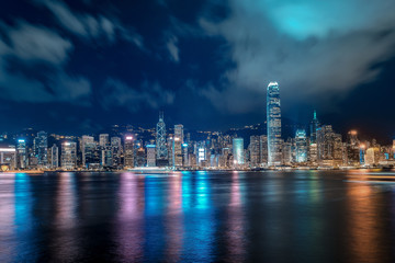 Obraz premium Hong Kong cityscape at night. View From Victoria Harbour.