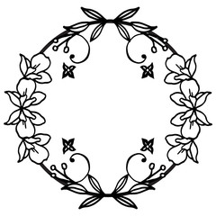 Motif decorative of flower frame, space for your text, black line art on white background. Vector