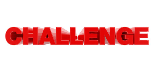 CHALLENGE red word on white background illustration 3D rendering