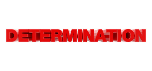 DETERMINATION red word on white background illustration 3D rendering