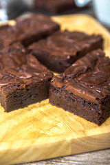 Nutella Brownie on the wood table blackground