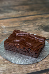 Nutella Brownie on the wood table blackground