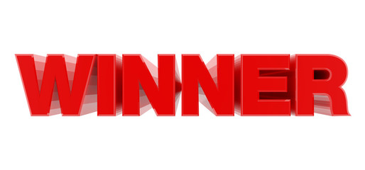 WINNER red word on white background illustration 3D rendering