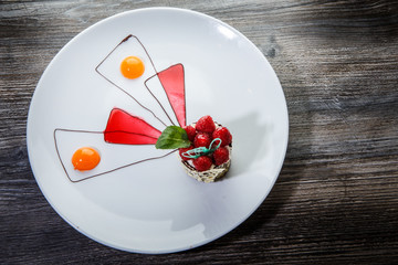 originally decorated chocolate raspberry cream filling dessert