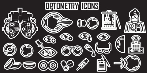 Obraz na płótnie Canvas eye glasses optometry icons vector.