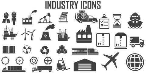 industry logistics transportation factory and technology  icon vector.