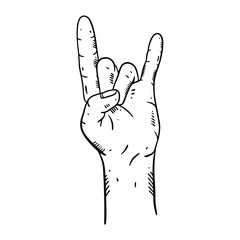 Rock symbol hand drawn vector illustration. Engraving style.