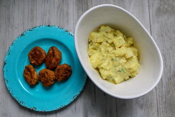 Wild Caught Salmon Balls with Potatoes Salad Dinner