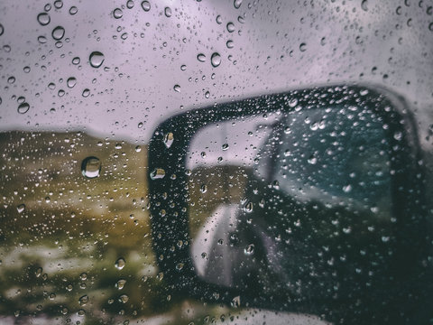 Rain Drops On Car Window