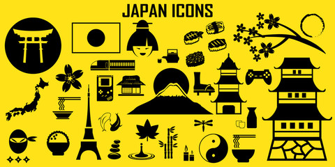 Japan travel asia sushi icon vector mono symbol.