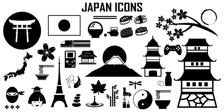 Japan travel asia sushi icon vector mono symbol.