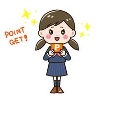 ポイントを貯める女の子　ポーズ　イラスト