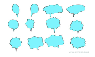 Hand draw speech bubble set. Cute pastel doodle style for chat, inbox, online, speech, bubble, text,question, Balloon, idea, business. Graphic illustration vector icon.