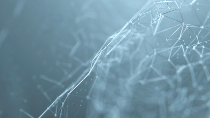 Futuristic shapes in cyberspace. Abstract mesh background as a virtual reality concept - 3D render.