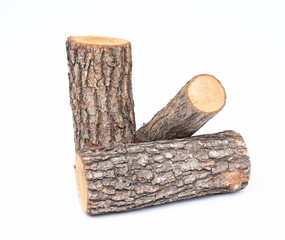 pine wood cut on white background