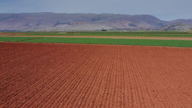 Aerial view of cultivated fields in Peu