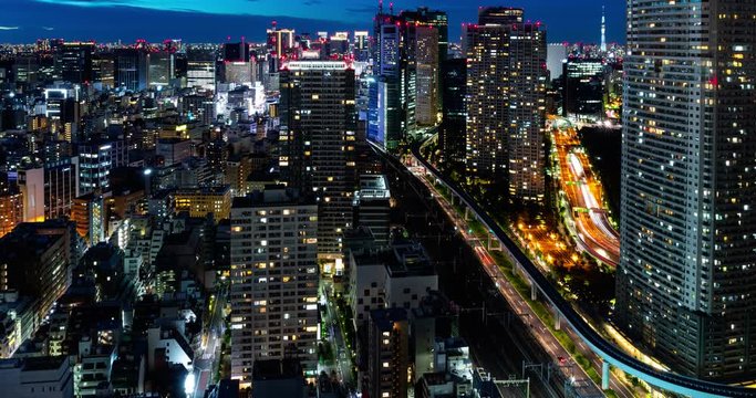 Timelapse of Tokyo city at night