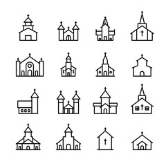 church building line icon.set of design element.
