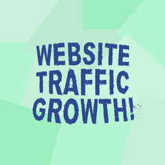 Text sign showing Website Traffic Growth. Conceptual photo marketing metric that measures visitors of a site Uneven Geometrical Color Shapes in Flat Random Abstract Pattern photo