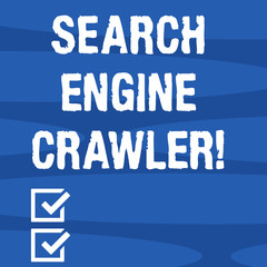 Text sign showing Search Engine Crawler. Conceptual photo program or automated script that browses the web Geometric Blank Color Shape Oblong in Seamless Horizontal Pattern photo