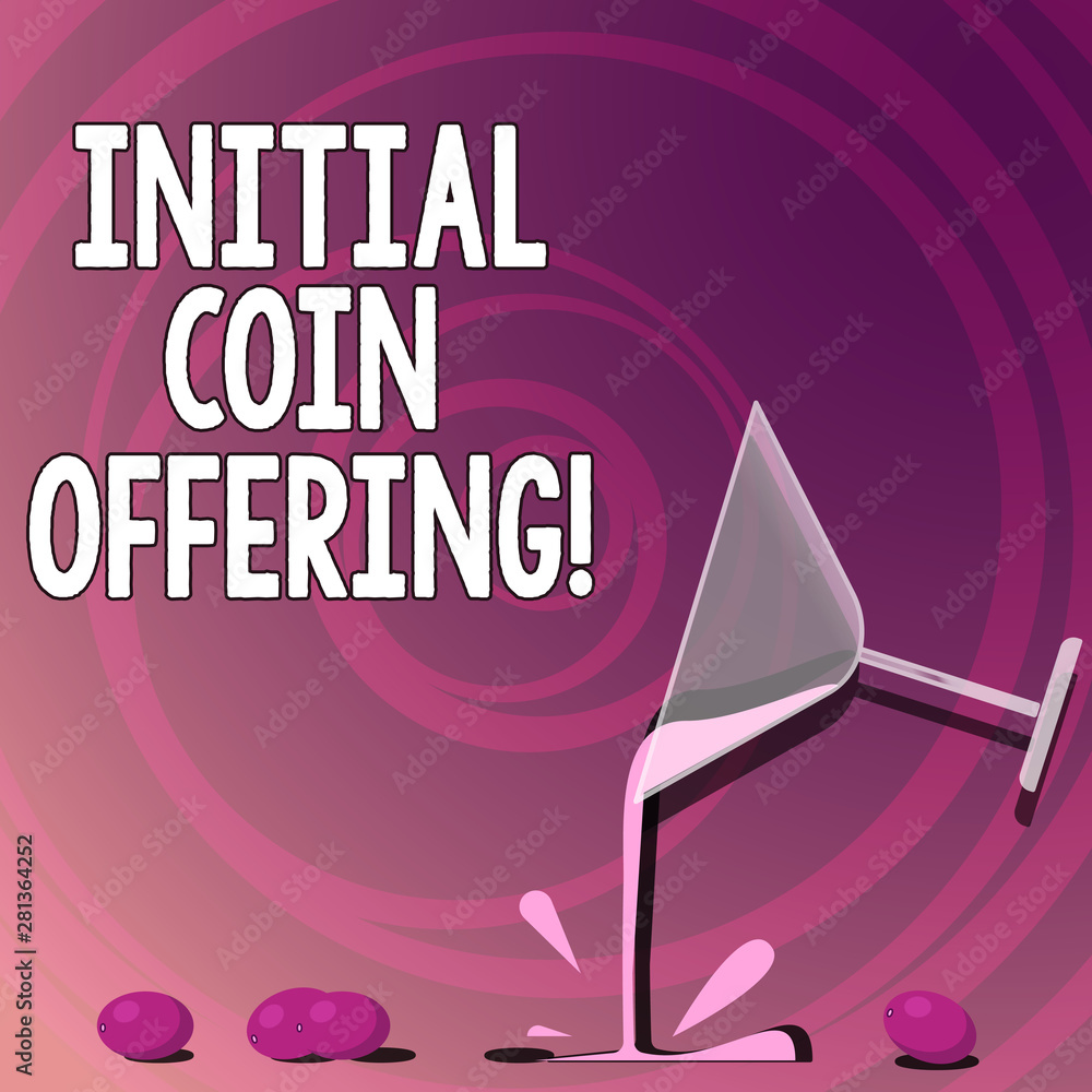 Poster handwriting text writing initial coin offering. concept meaning is a type of crowd funding using cry