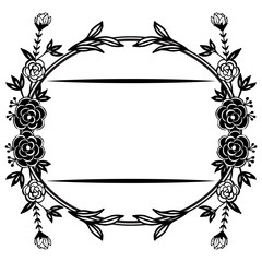 Drawing blossom flower, with ornament frame, design of cards. Vector