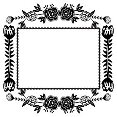 Drawing blossom flower, with ornament frame, design of cards. Vector