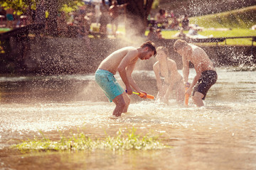 summer joy friends having fun on river
