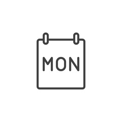 Monday calendar page line icon. Planner, agenda linear style sign for mobile concept and web design. Reminder calendar outline vector icon. Time symbol, logo illustration. Vector graphics