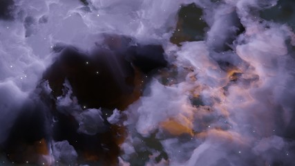 Abstract background with clouds and stars. Blue and yellow. Template for illustrations of space and clouds.