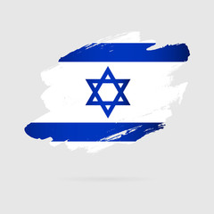 Israeli flag. Vector illustration on a gray background.