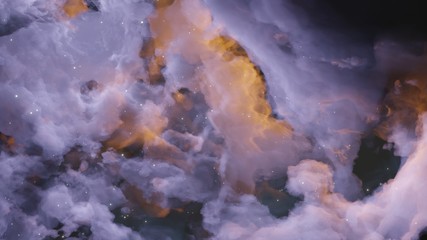 Abstract background with clouds and stars. Blue and yellow. Template for illustrations of space and clouds.